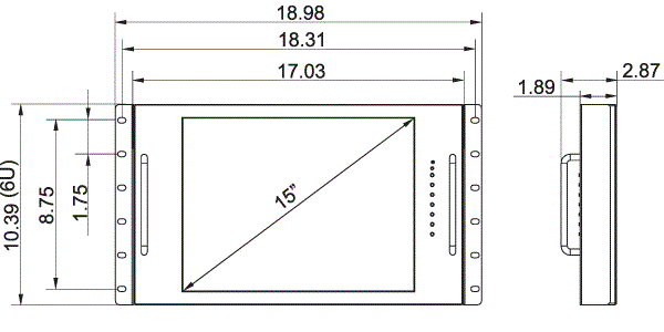 6u 15 Tiltable Rackmount Lcd Display Lcdr6u15 04