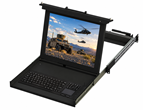 Rugged IP65 sealed rack console with keyboard